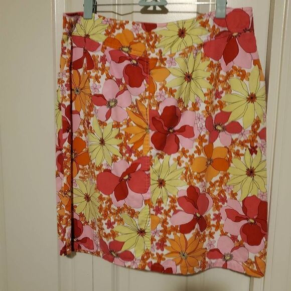 Talbots Bright Floral Cotton Stretch Skirt 12 - Picture 8 of 8